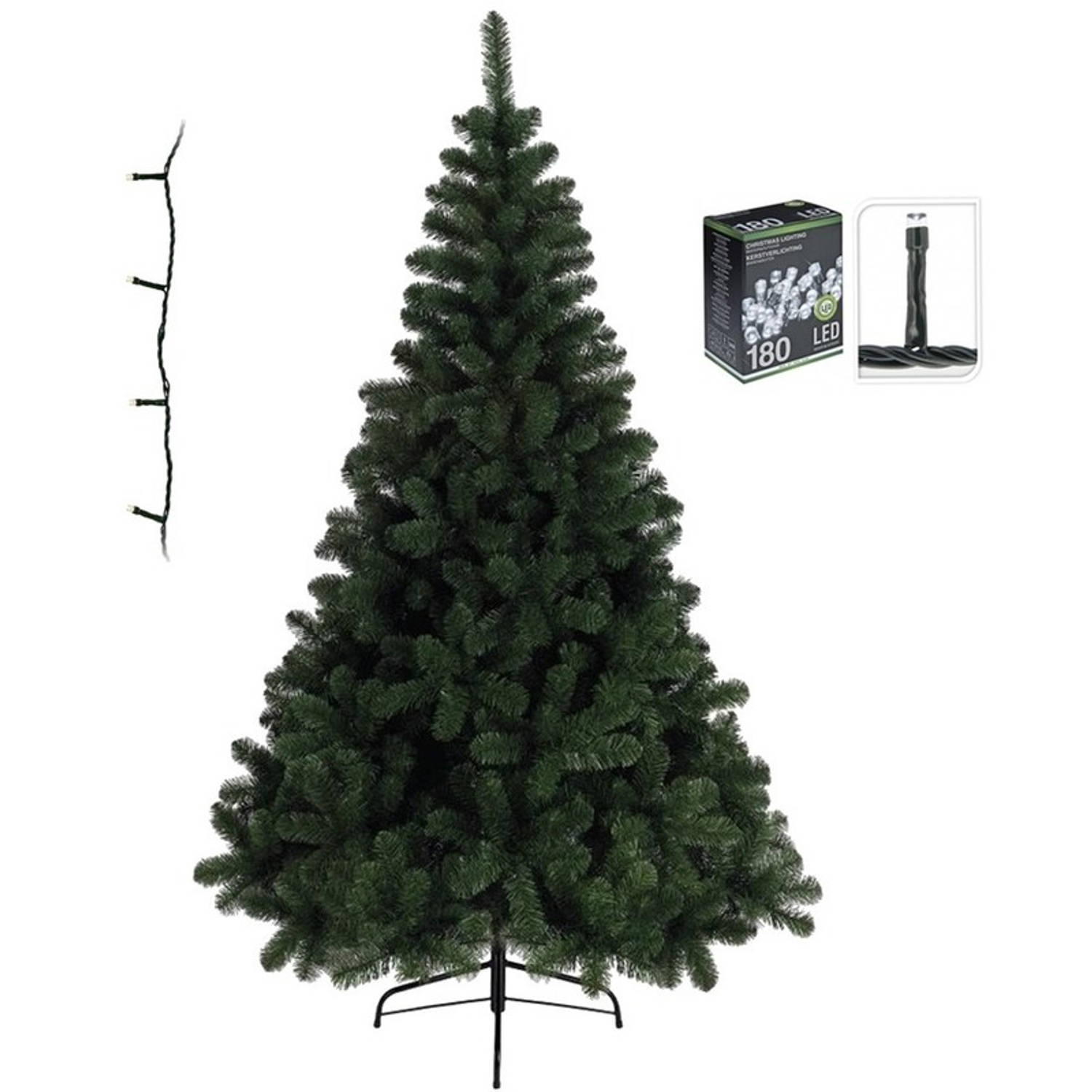 Kunst Kerstboom Imperial Pine 120 Cm Met Helder Witte Verlichting Kunstkerstboom