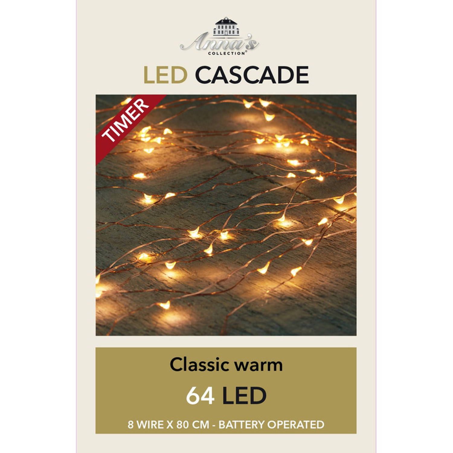3x Cascade Draadverlichting 64 Witte Lampjes Op Batterij Lichtsnoeren