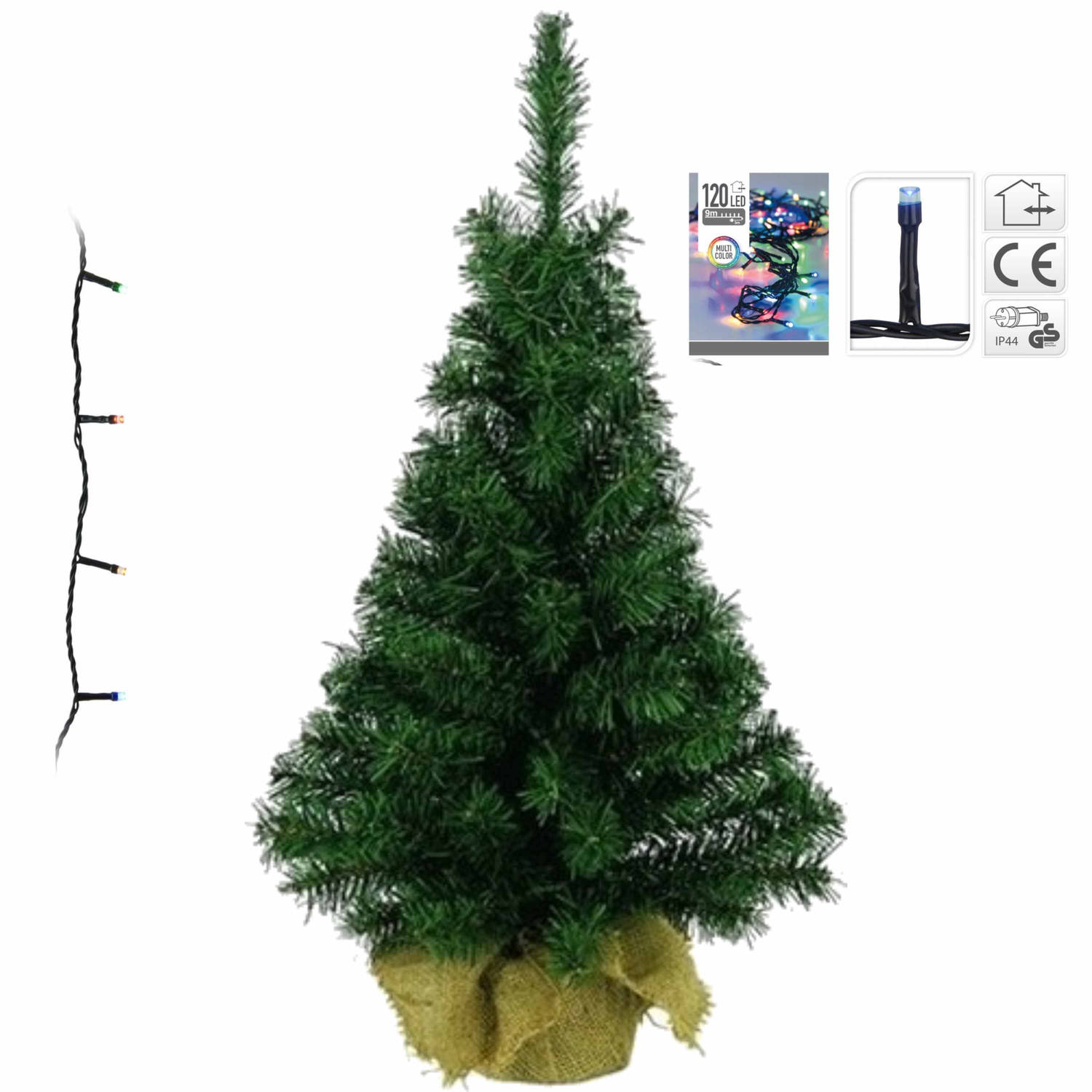 Volle Kerstboom-kunstboom 75 Cm Inclusief Gekleurde Verlichting Kunstkerstboom