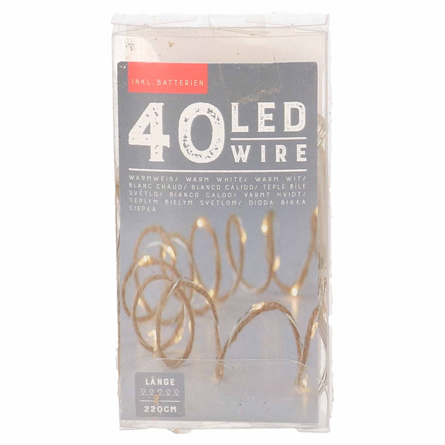 Touwverlichting jute op batterijen met 40 lampjes warm wit 220 cm - Kerstverlichting lichtsnoeren kerstversiering