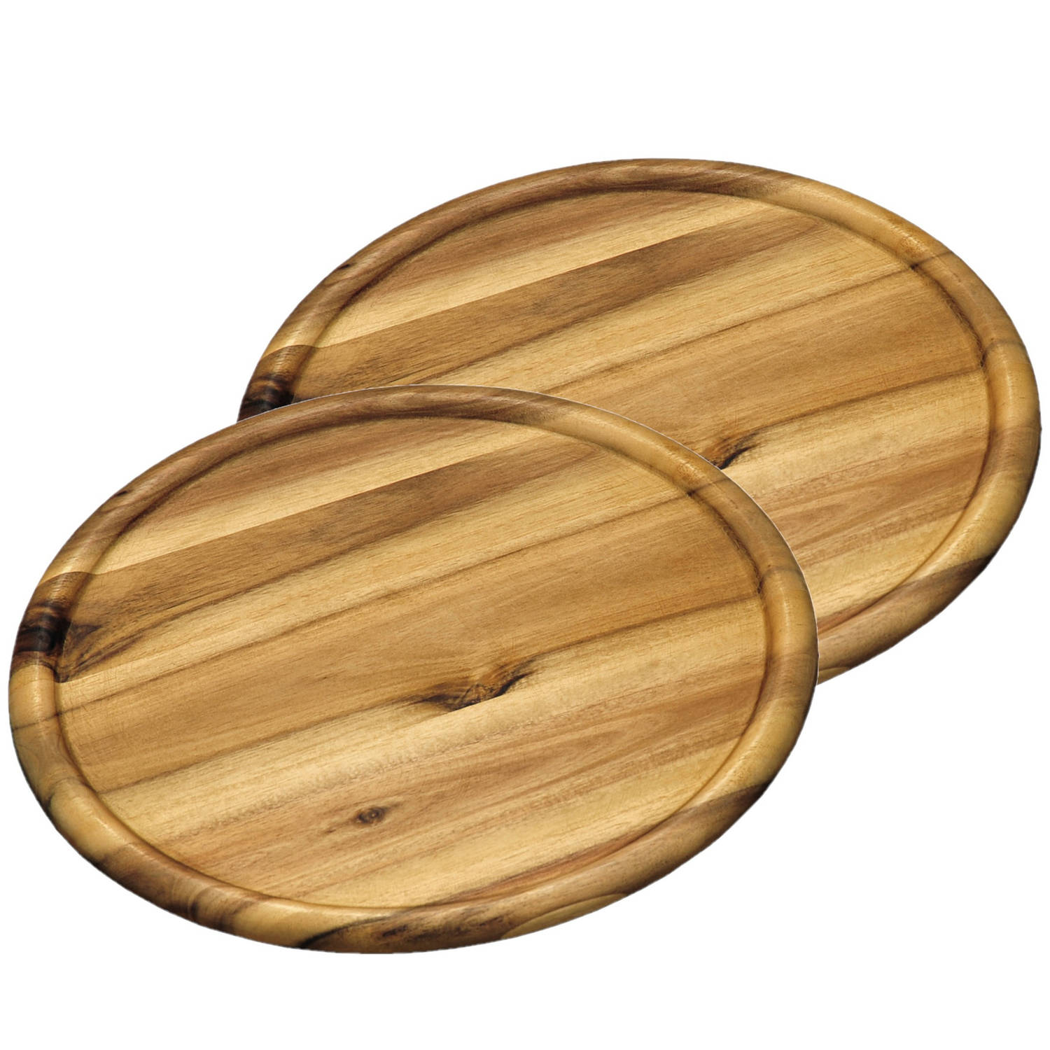 2x stuks houten serveerborden/pizzaborden rond 32 cm - Snijplanken