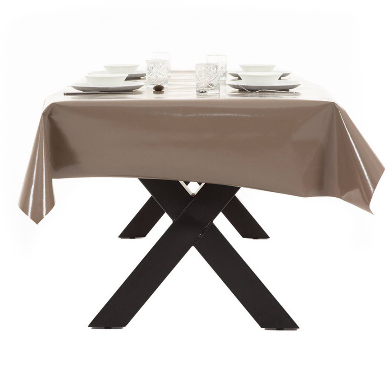 Bedienen Geletterdheid mei Buiten tafelkleed/tafelzeil taupe 140 x 200 cm rechthoekig - Tafellakens |  Blokker