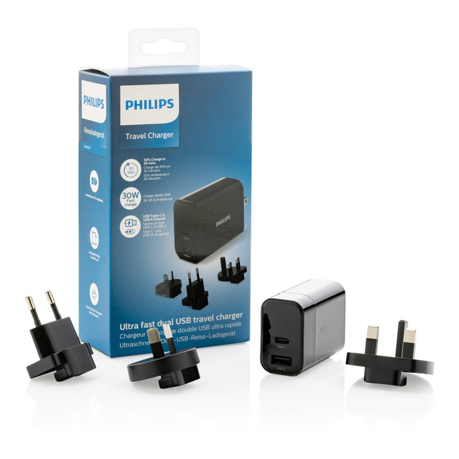 PHILIPS - USB Reisstekker - DLP2621T/0 4 Stekkers - AU, USA | Blokker