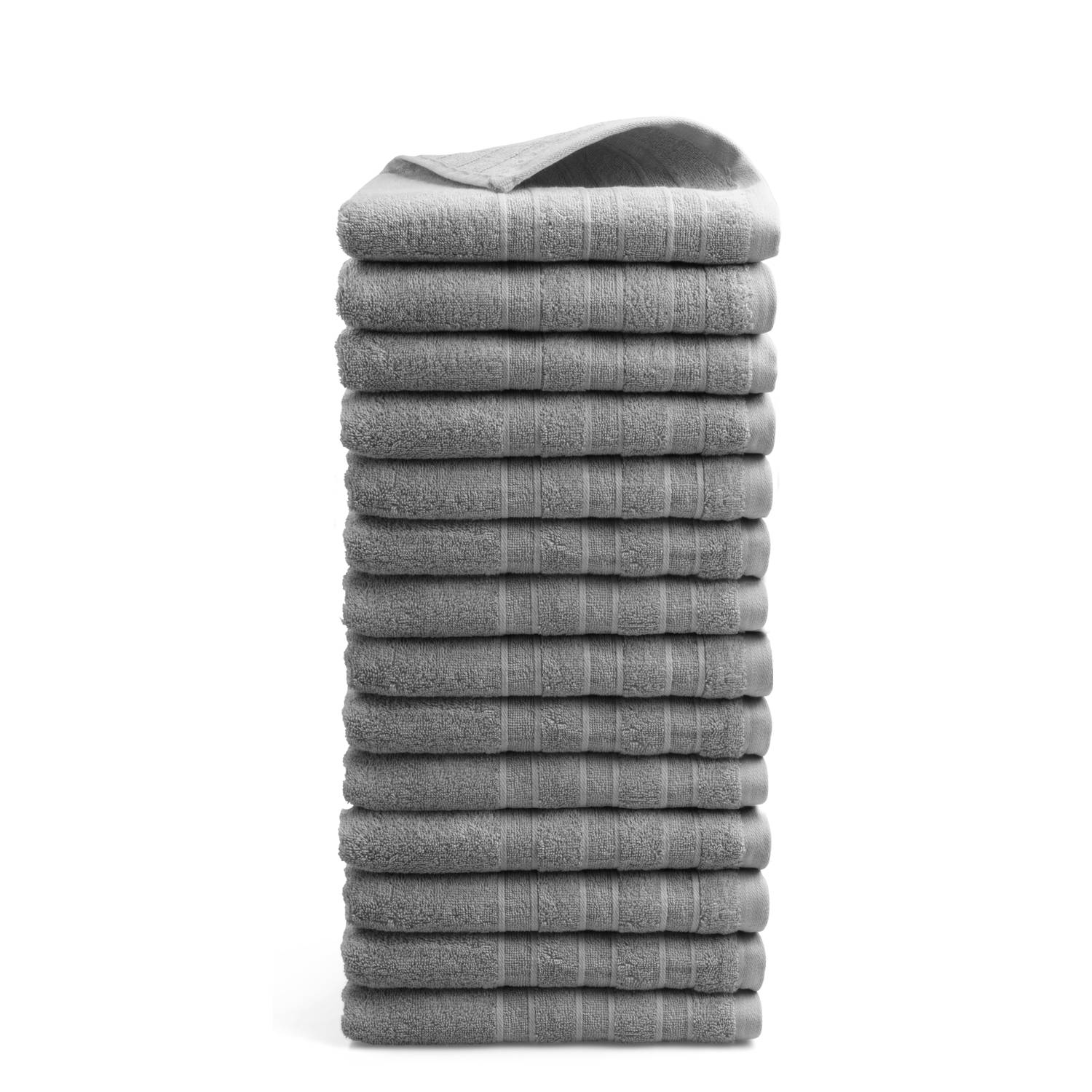 Luxe badtextiel - set van 14 - handdoeken 50x100 cm - zand grijs
