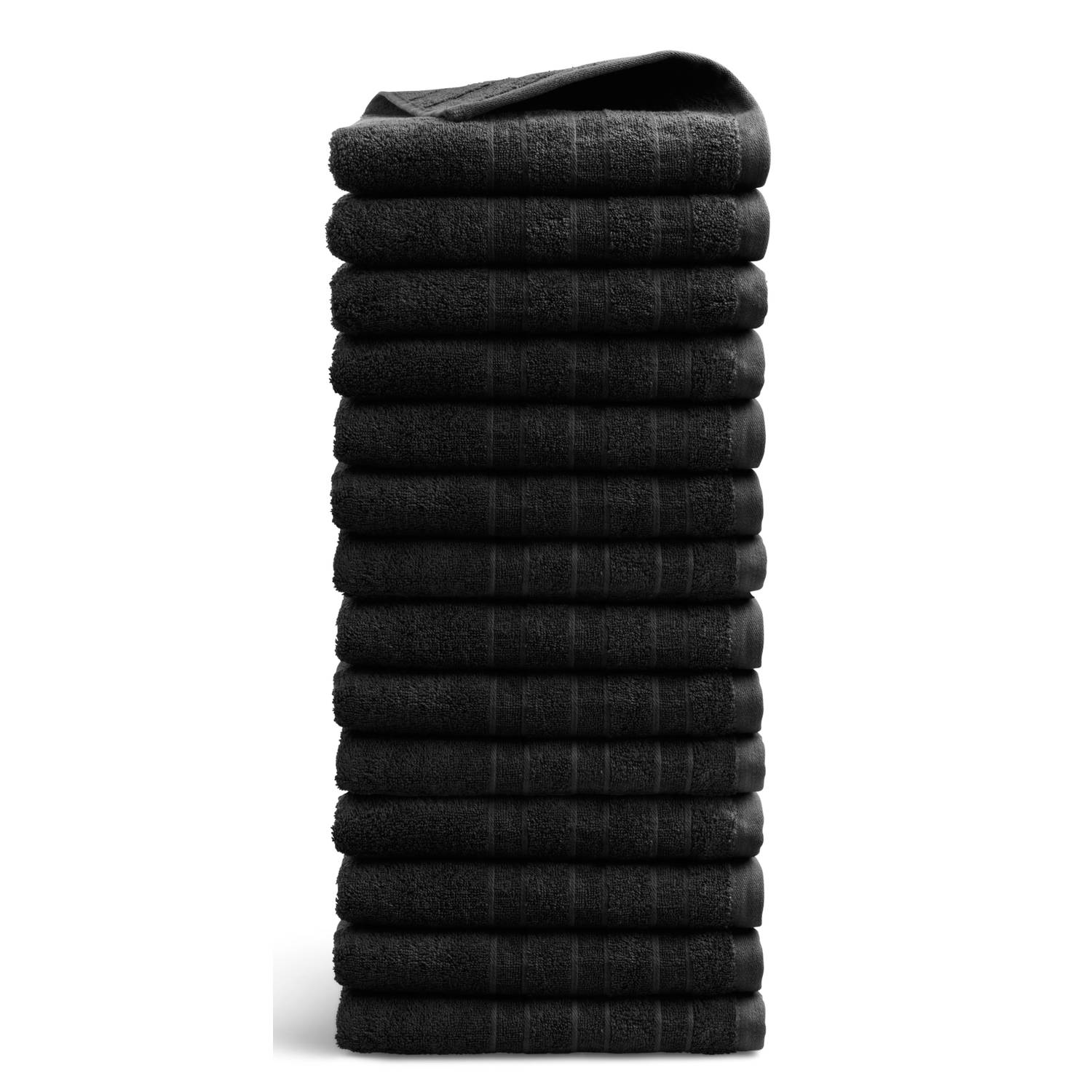 Luxe badtextiel - set van 14 - handdoeken 50x100 cm - zwart