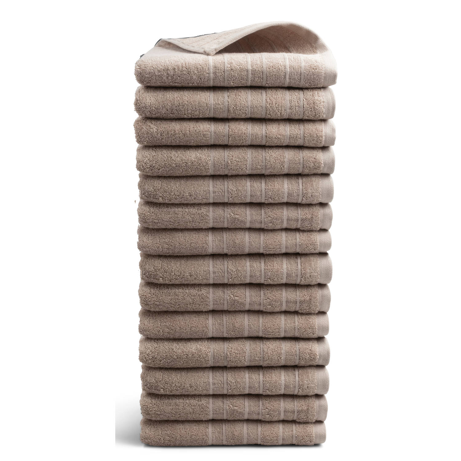Luxe badtextiel - set van 14 - handdoeken 50x100 cm - taupe