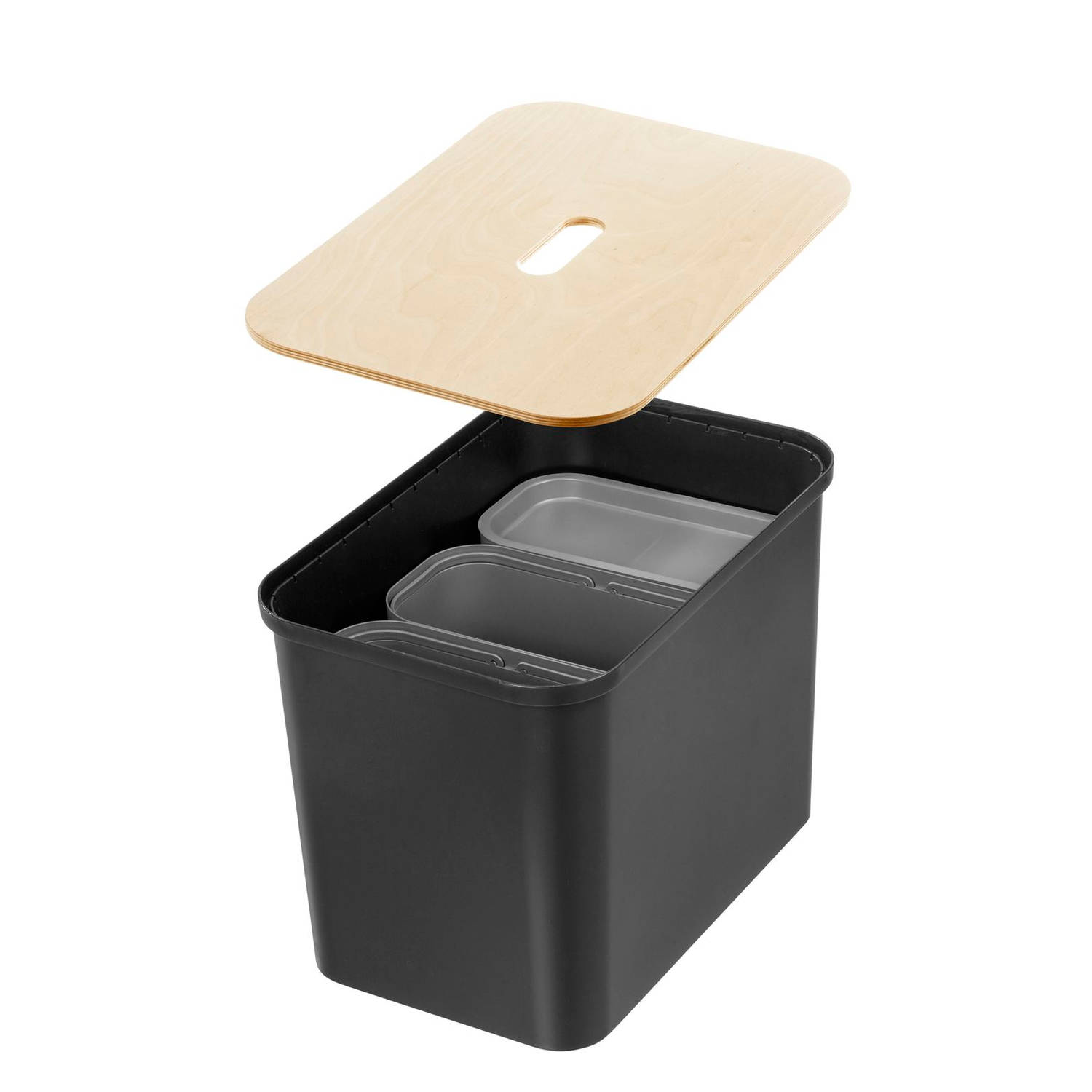 SmartStore - Collect Opbergbox 76 liter Set voor Afvalscheiden Box, Verdelers en Deksel - Polypropyleen - Zwart