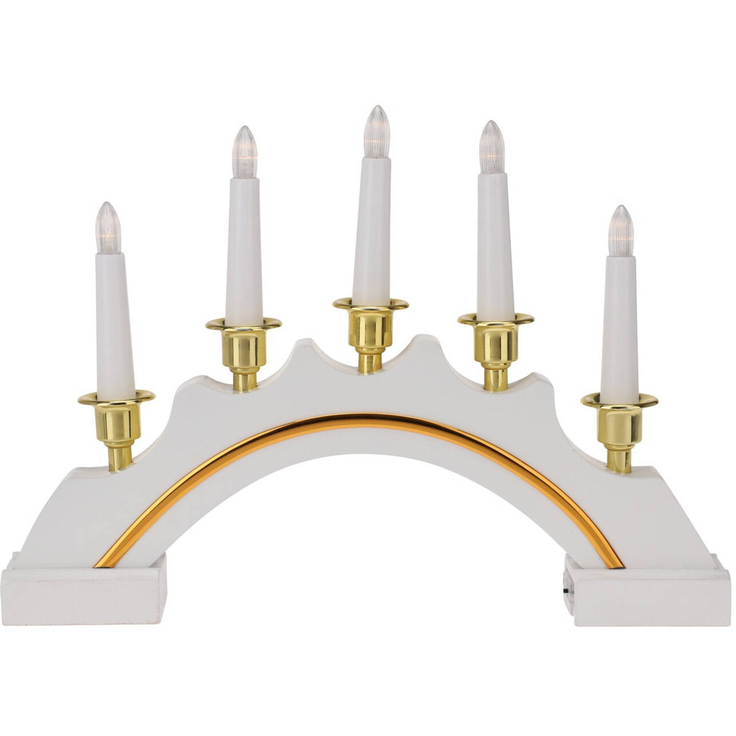 Kaarsenbrug Wit-goud Van Kunststof Met Led Verlichting 37 X 5 X 27 Cm Kerstverlichting Figuur
