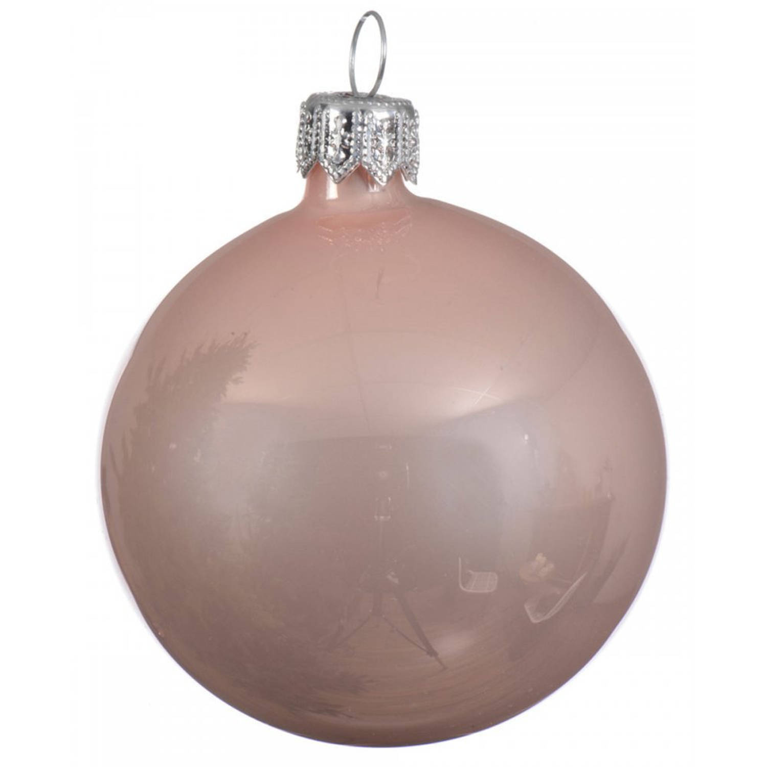 1x Grote Glazen Kerstballen Blush Roze 15 Cm Kerstbal