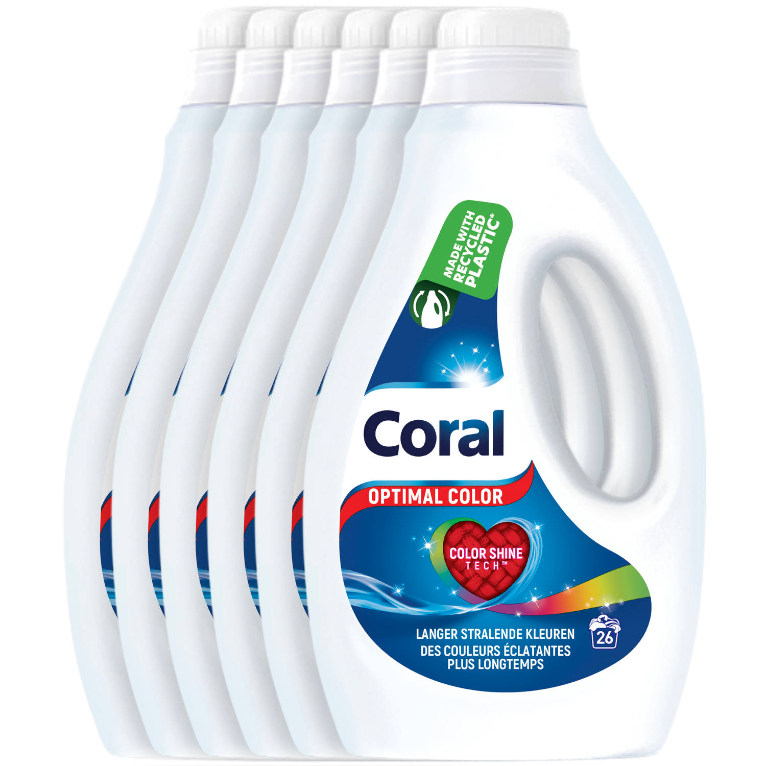 Coral - Vloeibaar Wasmiddel - Optimal Color - Gekleurde Was - 6 X 26 wasbeurten - Voordeelverpakking