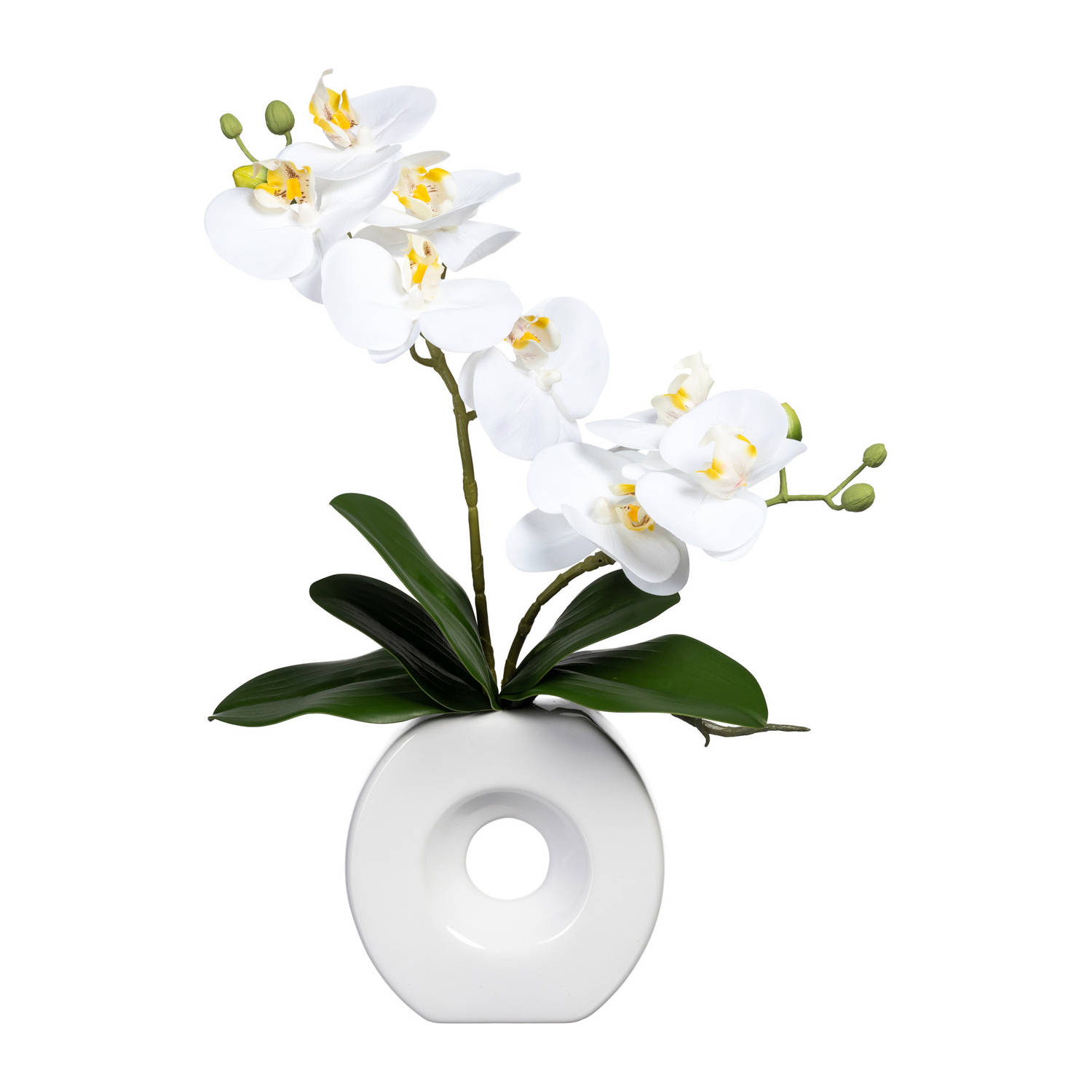 Kopu® Kunstbloem Orchidee 35 cm in mooie witte Vaas Phalenopsis
