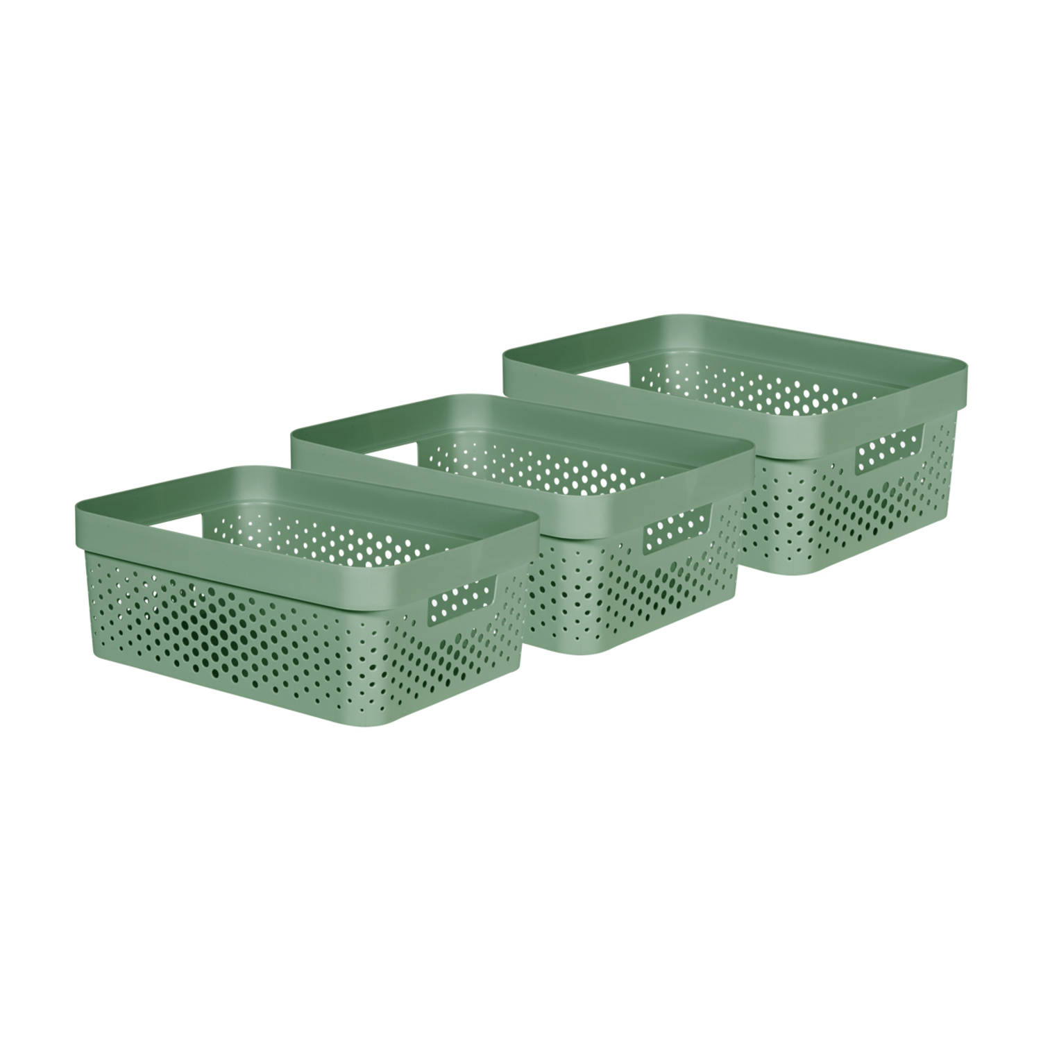 Curver Infinity Recycled Dots Opbergbox - 11L - 3 stuks - Groen