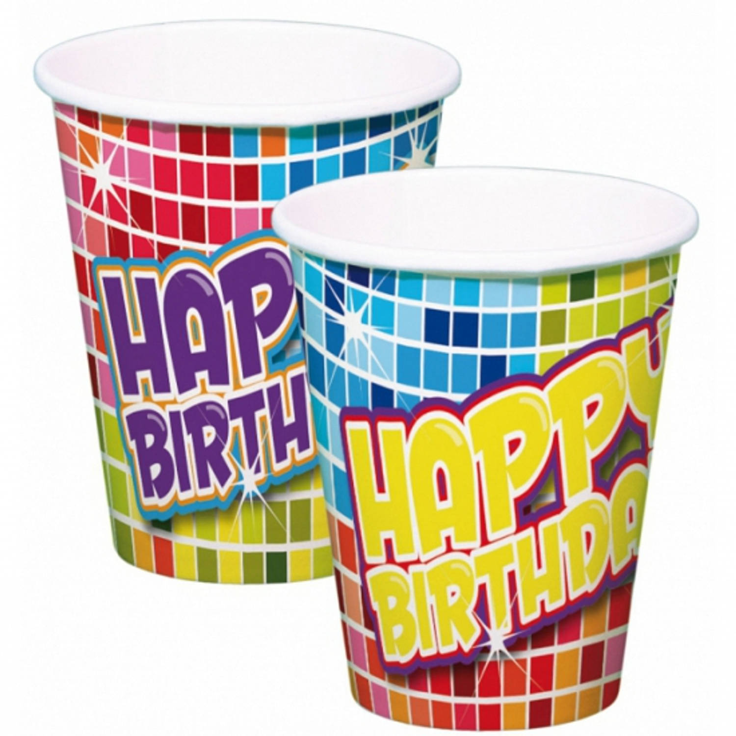 24x Stuks Happy Birthday Thema Verjaardag Bekertjes Van Papier Feestartikelen