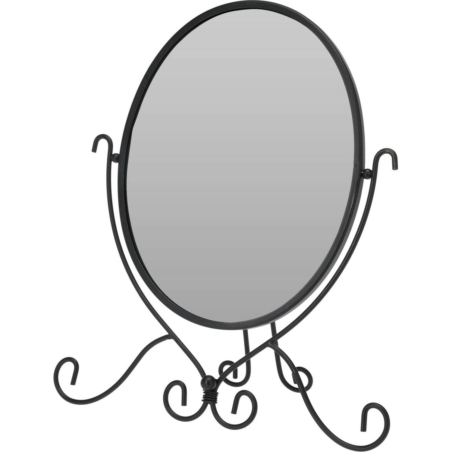 H&S Collection Spiegeltje - make-up spiegel - tafelmodel - zwart - 28 x 32 cm