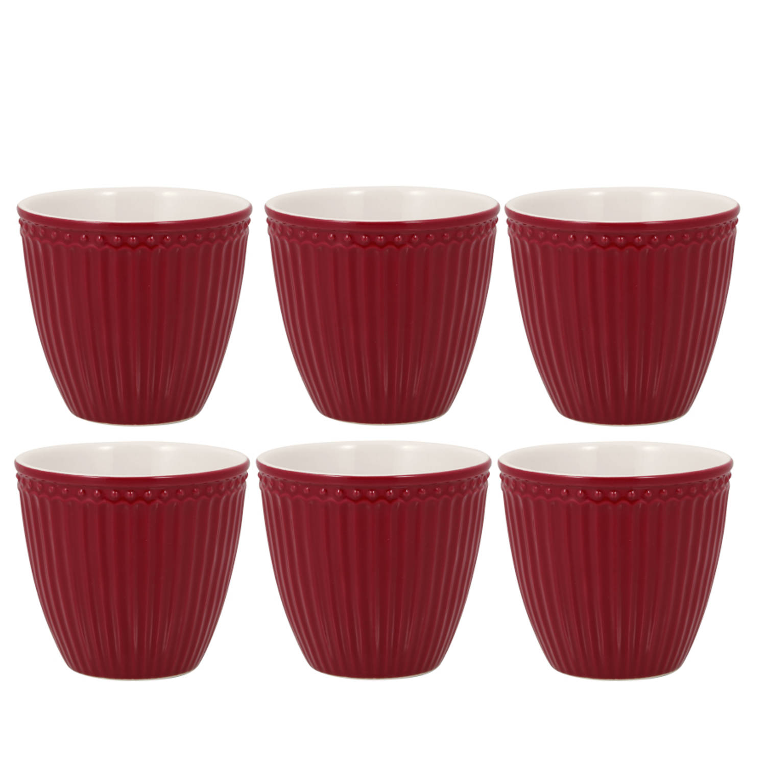 6x GreenGate Beker (Latte Cup) Alice claret red 300 ml - Ø 10 cm