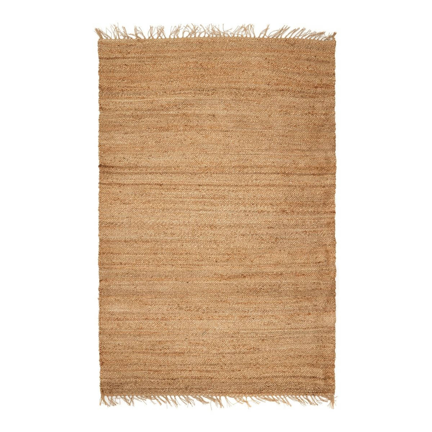 Jute Vloerkleed Rechthoek Mobi - met franjes Beige - 140 x 200 cm - (S)