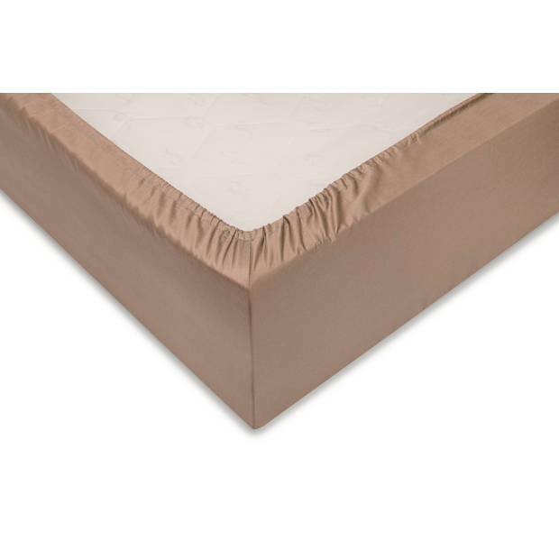 Zo home Satinado Hoeslaken Katoen Satijn 35cm Hoekhoogte - praline brown 90x210-220cm