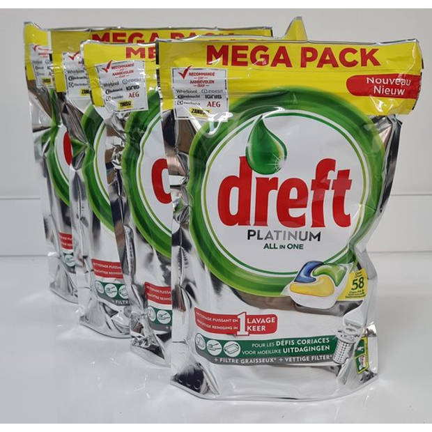Dreft Platinum - Lemon - 232 capsules (4×58)