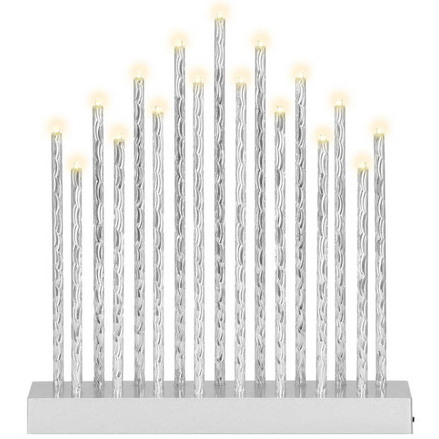 LED Kaarsenbrug Batterijen Zilver Warm Wit
