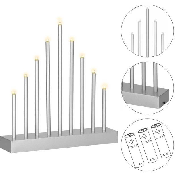 LED Kaarsenbrug Batterijen IJspegels Zilver Warm Wit
