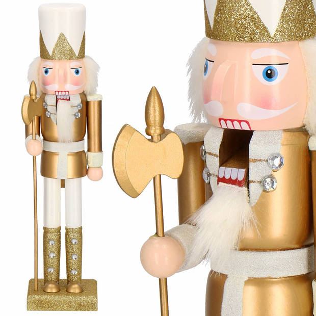 Notenkraker Kerst 38 cm Goud/Wit