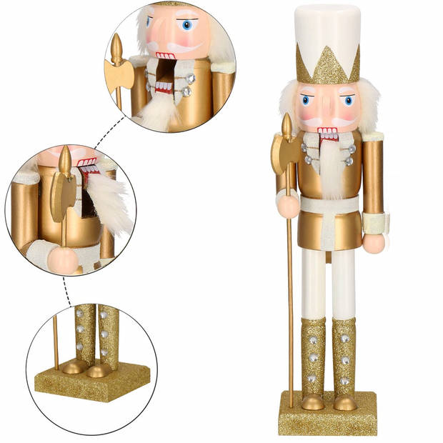 Notenkraker Kerst 38 cm Goud/Wit