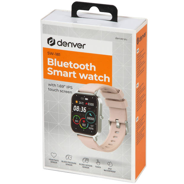 Denver Smartwatch met Extra Grote 1.7'' Display - IP67 Waterdicht Sporthorloge - Easy to return button - SW181 – Roze