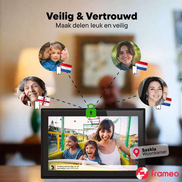 Denver Digitale Fotolijst - 10.1 inch - FLAT DESIGN - Frameo App - Fotokader - WiFi - IPS Touchscreen - 16GB - PFF1021B
