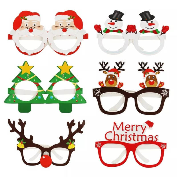 Kerst bril Kerst 2023 karton Kerst versiering kerstman 9 stuks 9 verschillende brillen