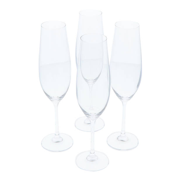 4goodz set van 4 stuks kristalglas Champagne Flutes - inhoud 260 ml