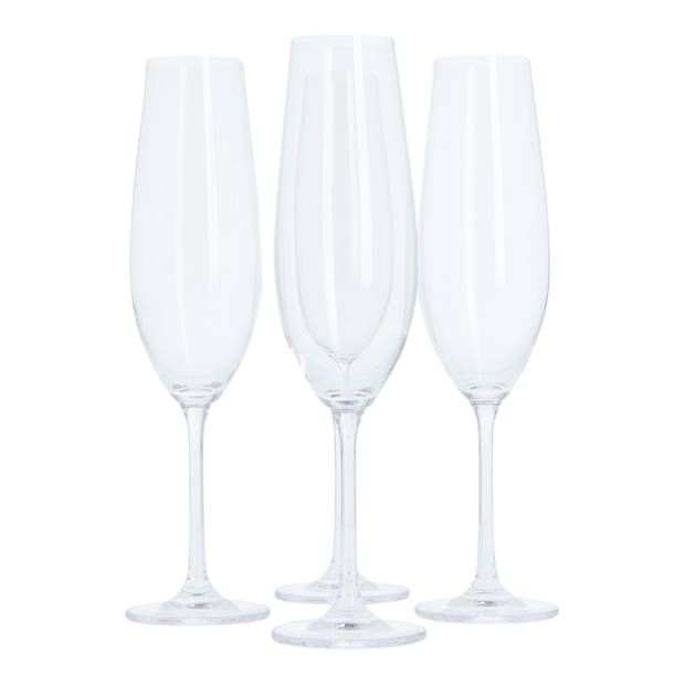 4goodz set van 4 stuks kristalglas Champagne Flutes - inhoud 260 ml