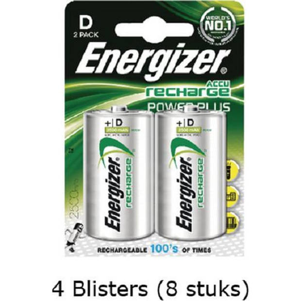 8 stuks (4 blisters a 2 stuks) Energizer D Power Plus Batterij oplaadbaar 1.2V 2500mAh rechargeable