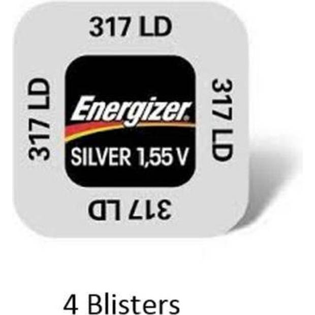 4 stuks (4 blisters a 1 stuk) Energizer Zilver Oxide Knoopcel 317 LD 1.55V