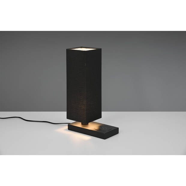 LED Tafellamp - Tafelverlichting - Trion Helsa - E14 Fitting - Rechthoek - Mat Zwart - Aluminium