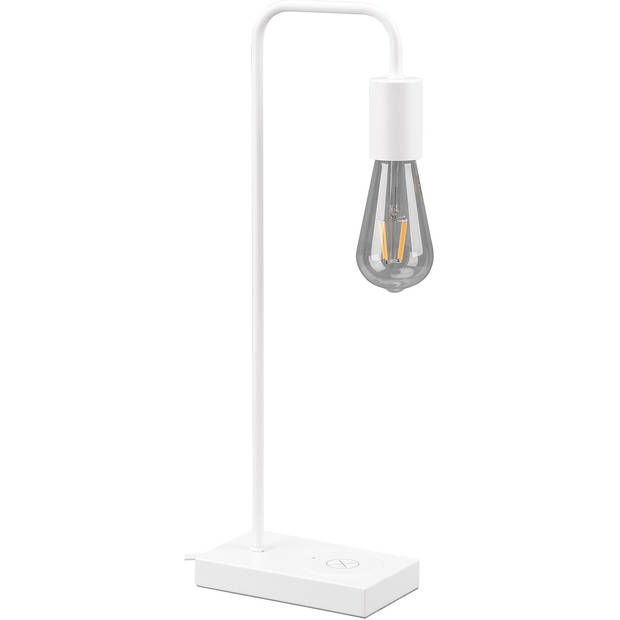 LED Tafellamp - Tafelverlichting - Trion Milaya - E27 Fitting - Rechthoek - Mat Wit - Aluminium