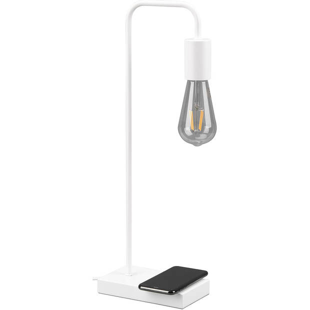 LED Tafellamp - Tafelverlichting - Trion Milaya - E27 Fitting - Rechthoek - Mat Wit - Aluminium