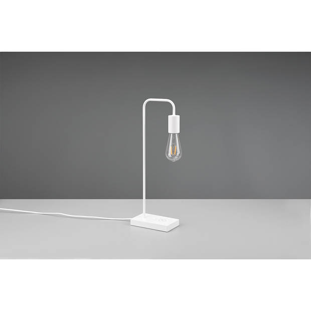 LED Tafellamp - Tafelverlichting - Trion Milaya - E27 Fitting - Rechthoek - Mat Wit - Aluminium