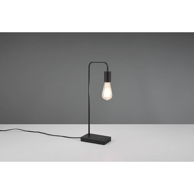 LED Tafellamp - Tafelverlichting - Trion Milaya - E27 Fitting - Rechthoek - Mat Zwart - Aluminium