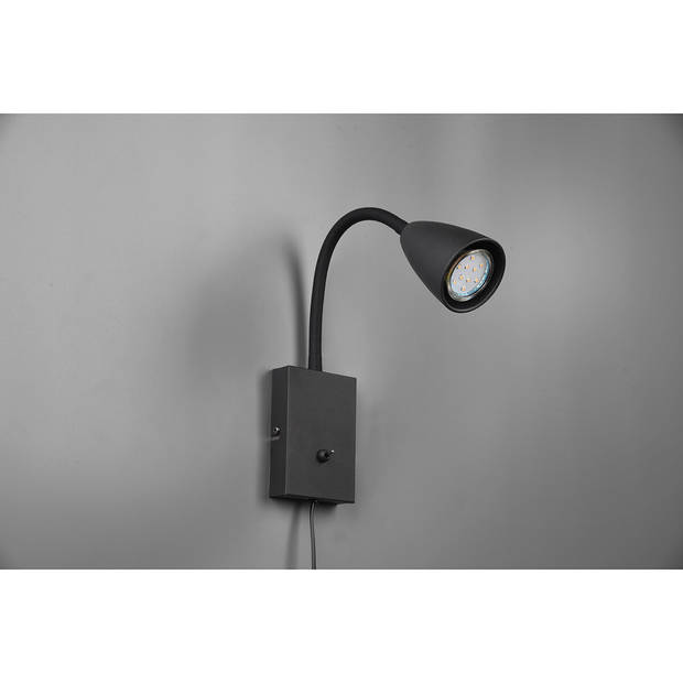 LED Wandspot - Wandverlichting - Trion Wolly - GU10 Fitting - 1-lichts - Rechthoek - Mat Zwart - Aluminium