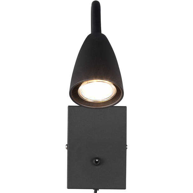 LED Wandspot - Wandverlichting - Trion Wolly - GU10 Fitting - 1-lichts - Rechthoek - Mat Zwart - Aluminium