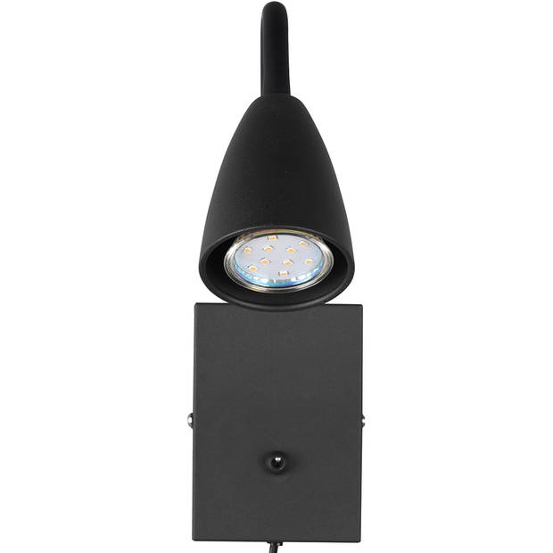 LED Wandspot - Wandverlichting - Trion Wolly - GU10 Fitting - 1-lichts - Rechthoek - Mat Zwart - Aluminium