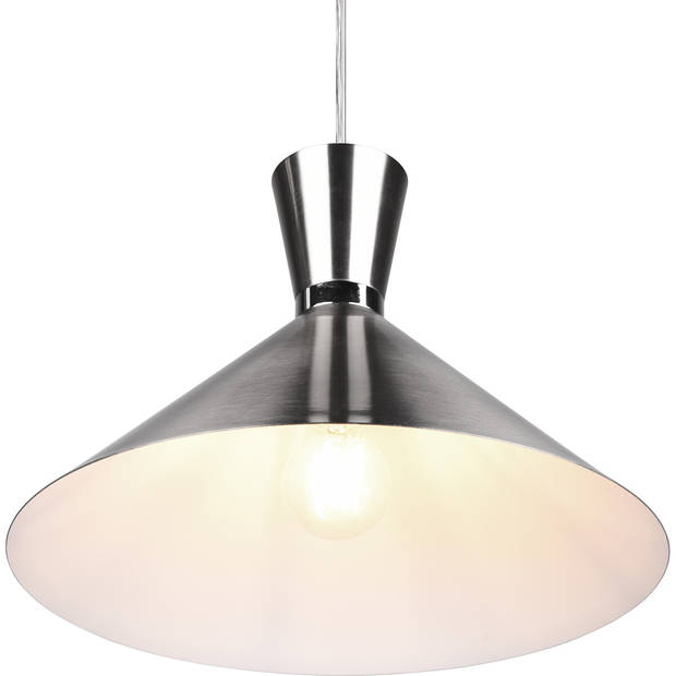 LED Hanglamp - Trion Ewomi - E27 Fitting - 1-lichts - Rond - Mat Nikkel - Aluminium - Ø35cm