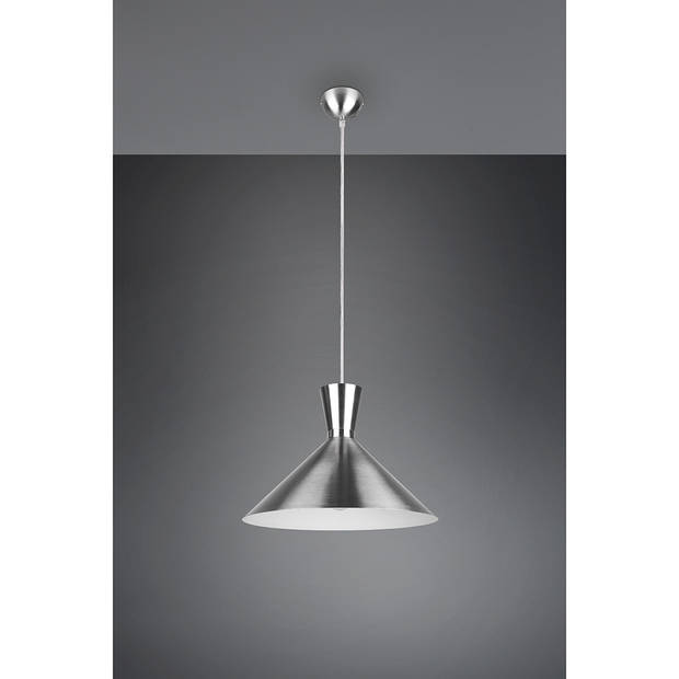 LED Hanglamp - Trion Ewomi - E27 Fitting - 1-lichts - Rond - Mat Nikkel - Aluminium - Ø35cm