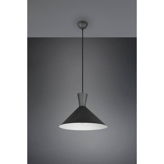 LED Hanglamp - Trion Ewomi - E27 Fitting - 1-lichts - Rond - Mat Zwart - Aluminium - Ø35cm