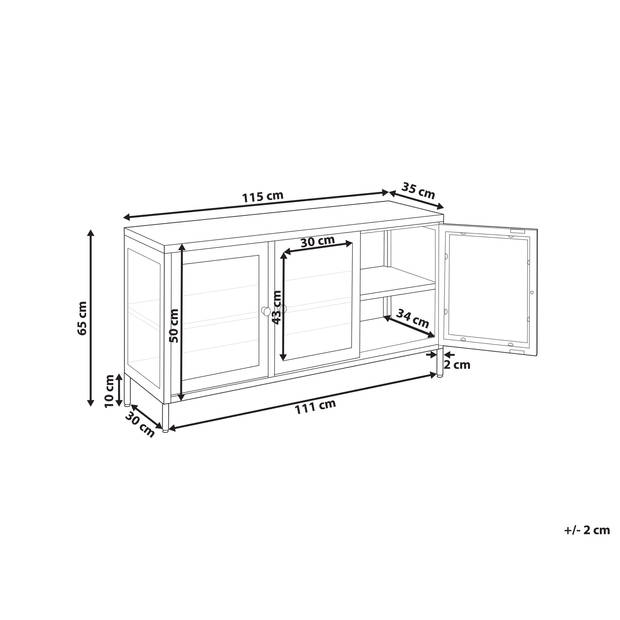 Beliani NEWPORT - Sideboard-Wit-Staal