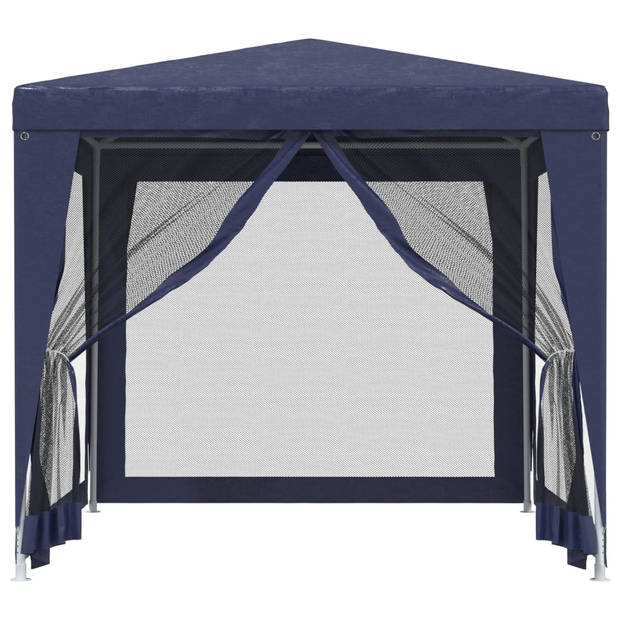 vidaXL Partytent met 4 mesh zijwanden 2,5x2,5 m HDPE blauw