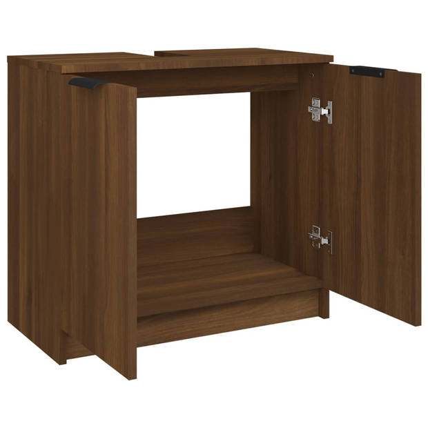 vidaXL Badkamerkast 64,5x33,5x59 cm bewerkt hout bruin eikenkleur