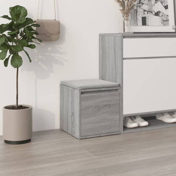 The Living Store Opbergbox met Lade - Grijs Sonoma Eiken - 40.5 x 40 x 40 cm - Trendy Design