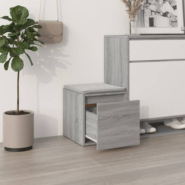 The Living Store Opbergbox met Lade - Grijs Sonoma Eiken - 40.5 x 40 x 40 cm - Trendy Design