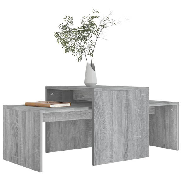 vidaXL Salontafelset 100x48x40 cm bewerkt hout grijs sonoma eikenkleur